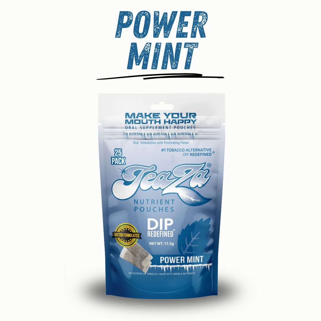 TeaZa Power Mint nutrient pouch bag, an energy flavor