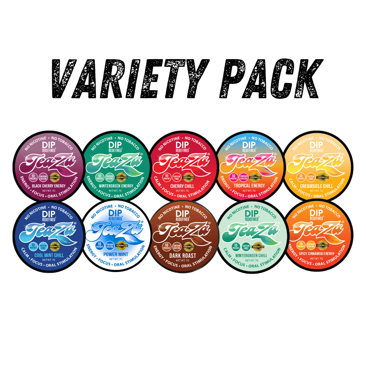 TeaZa Variety Pack, all ten flavor pucks